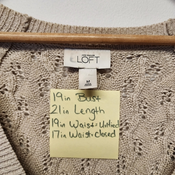 LOFT Cream Lace Knit Tie Up Sweater - Picture 6 of 7